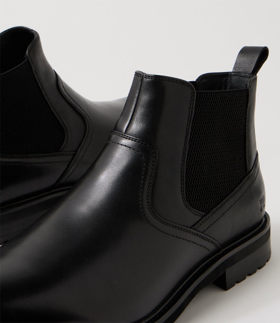 Bagon Black Leather Ankle Boots