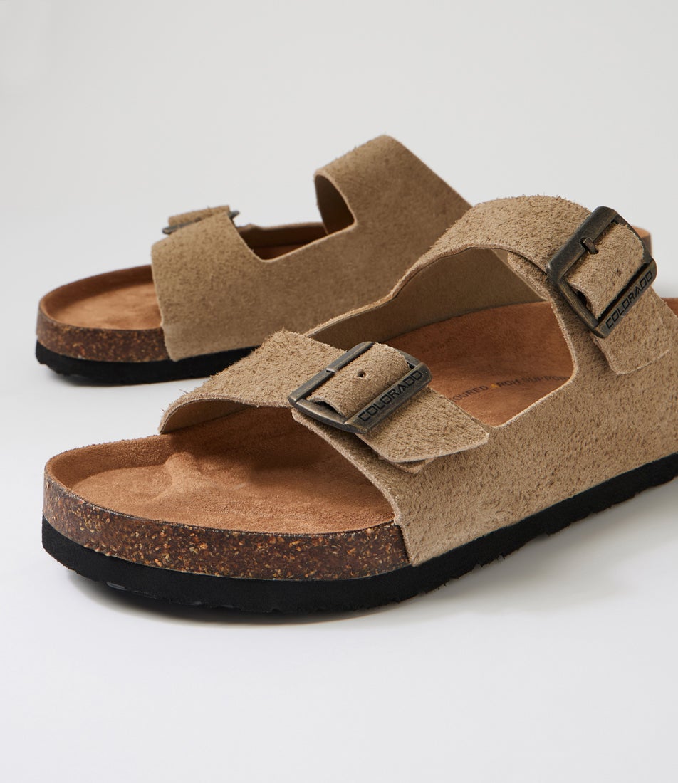 Farrah Taupe Suede Slides Farrah Taupe Suede Slides