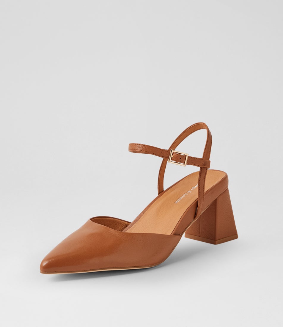 Wellas Dark Tan Leather Heels