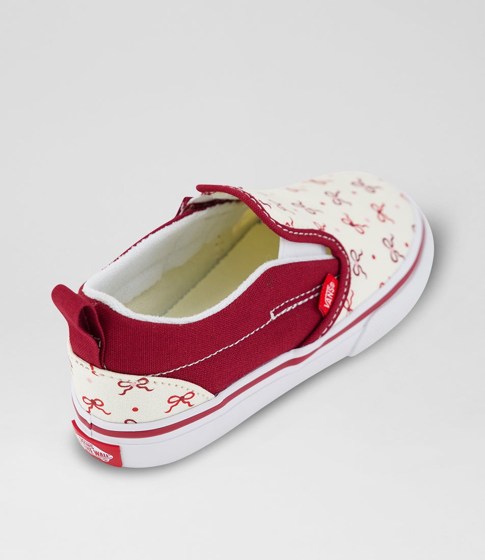 Slip On V Toddler Bow Bordeaux Canvas Sneakers
