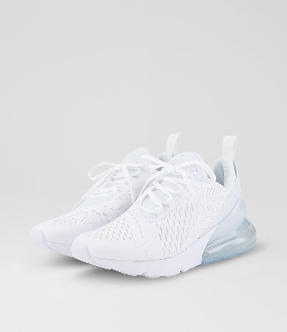 Air Max 270 Youth White Metallic Silver Mesh Sneakers
