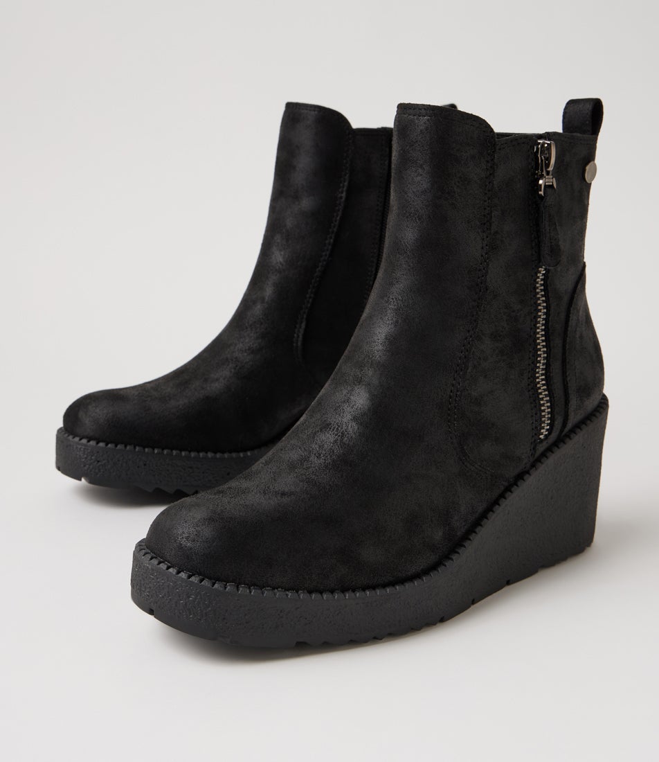 Layee Black Microsuede Ankle Boots