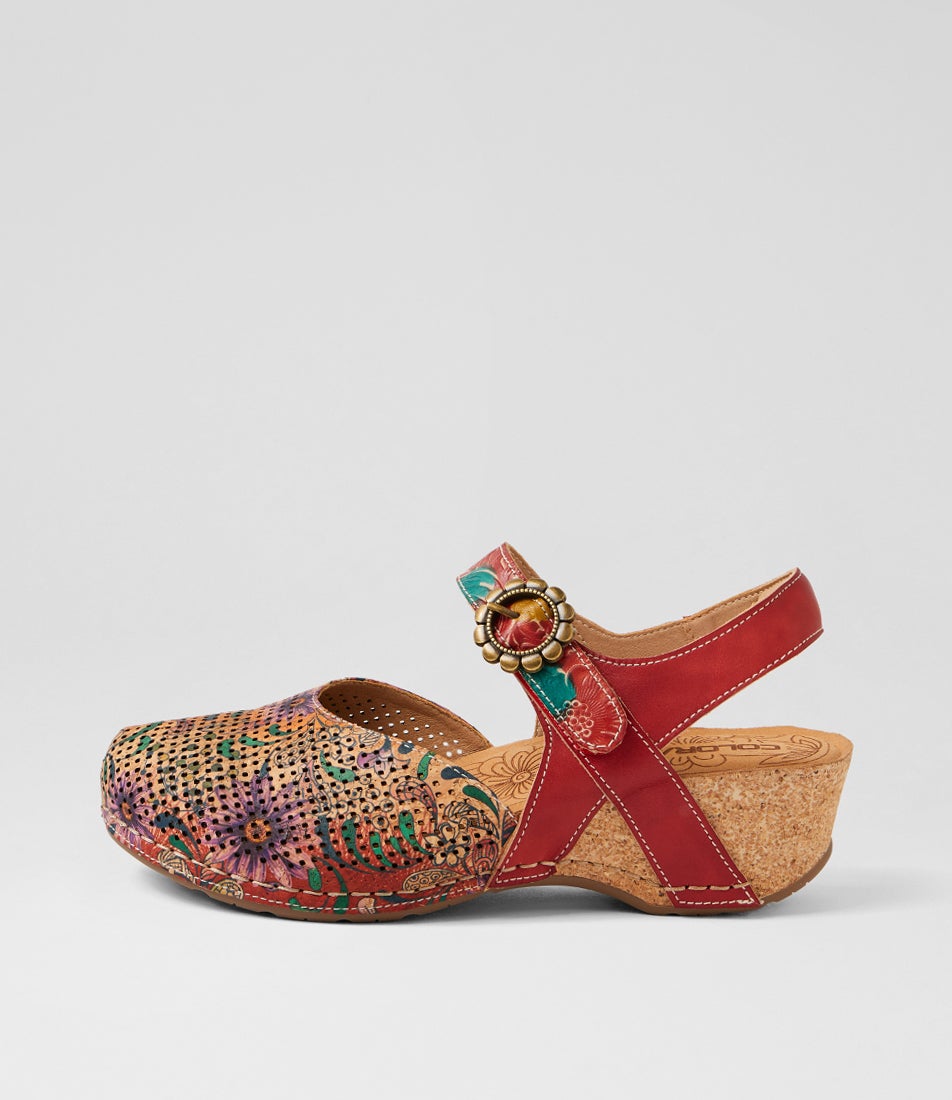 Joice Red Floral Multi Mary Jane Heels