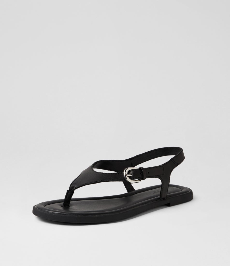 Zaida Black Leather Thongs