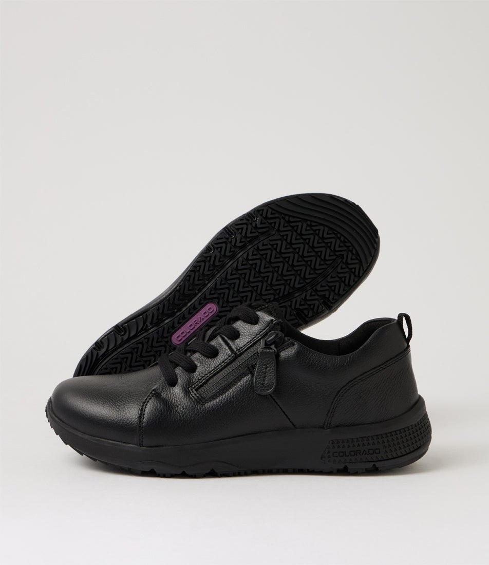 Decker Black Leather Flat Shoes