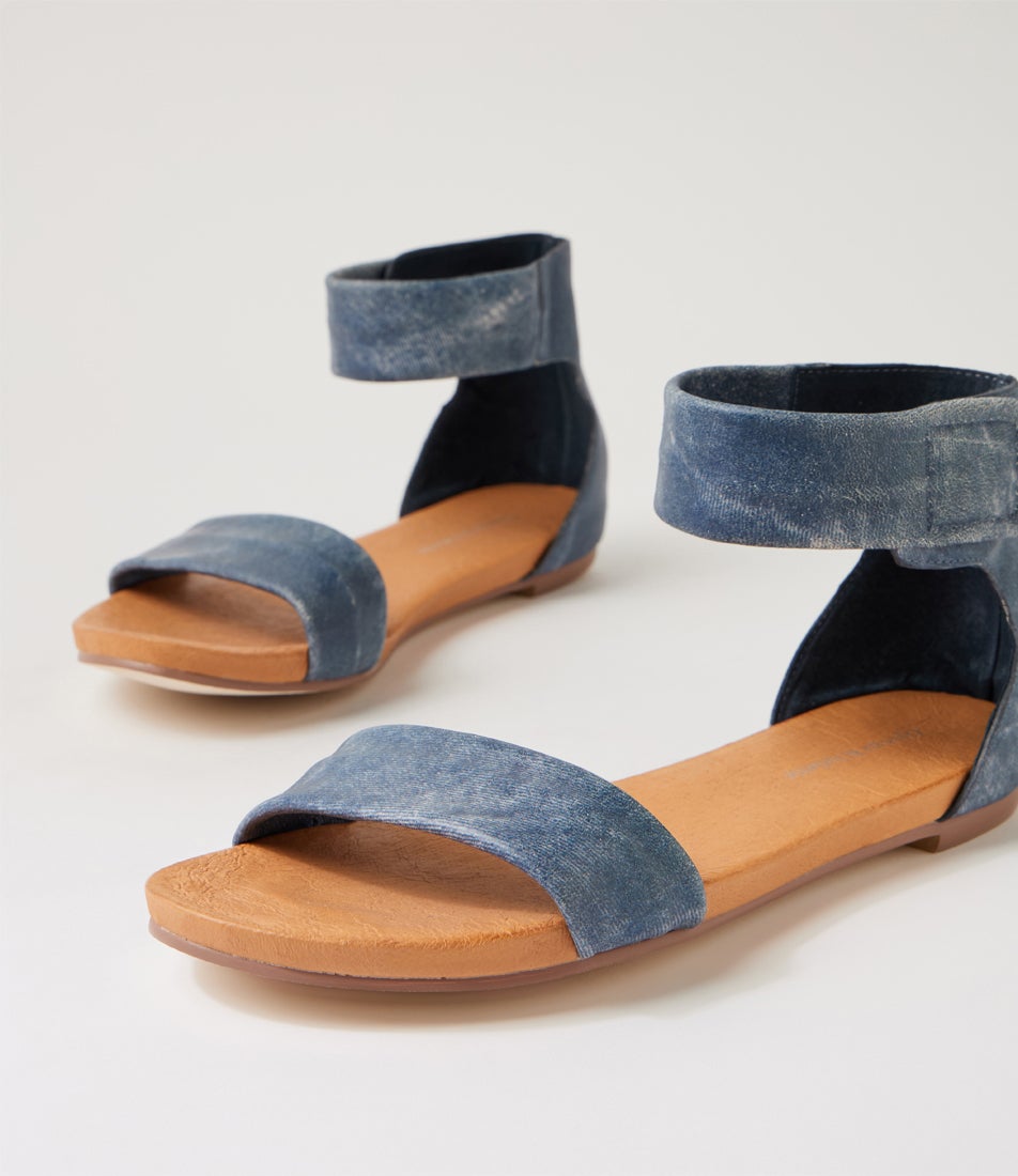 Juzz Blue Distress Denim Blue Distress Denim Leather Sandals Juzz Blue Distress Denim Blue Distress Denim Leather Sandals