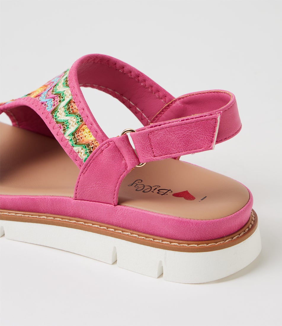 Discus Bright Zigzag Fuchsia Raffia Sandals