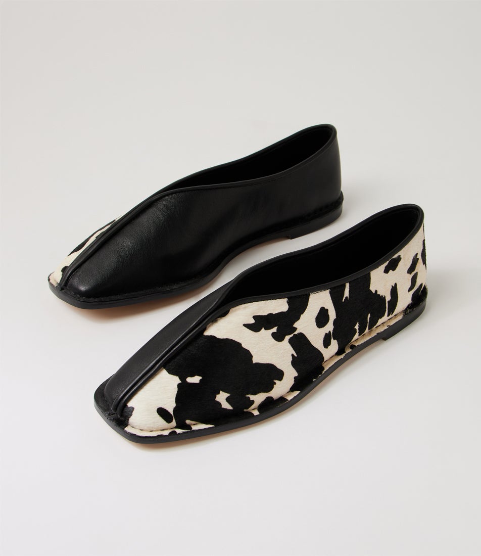 Ada Black Cowhide Leather Ballet Flats
