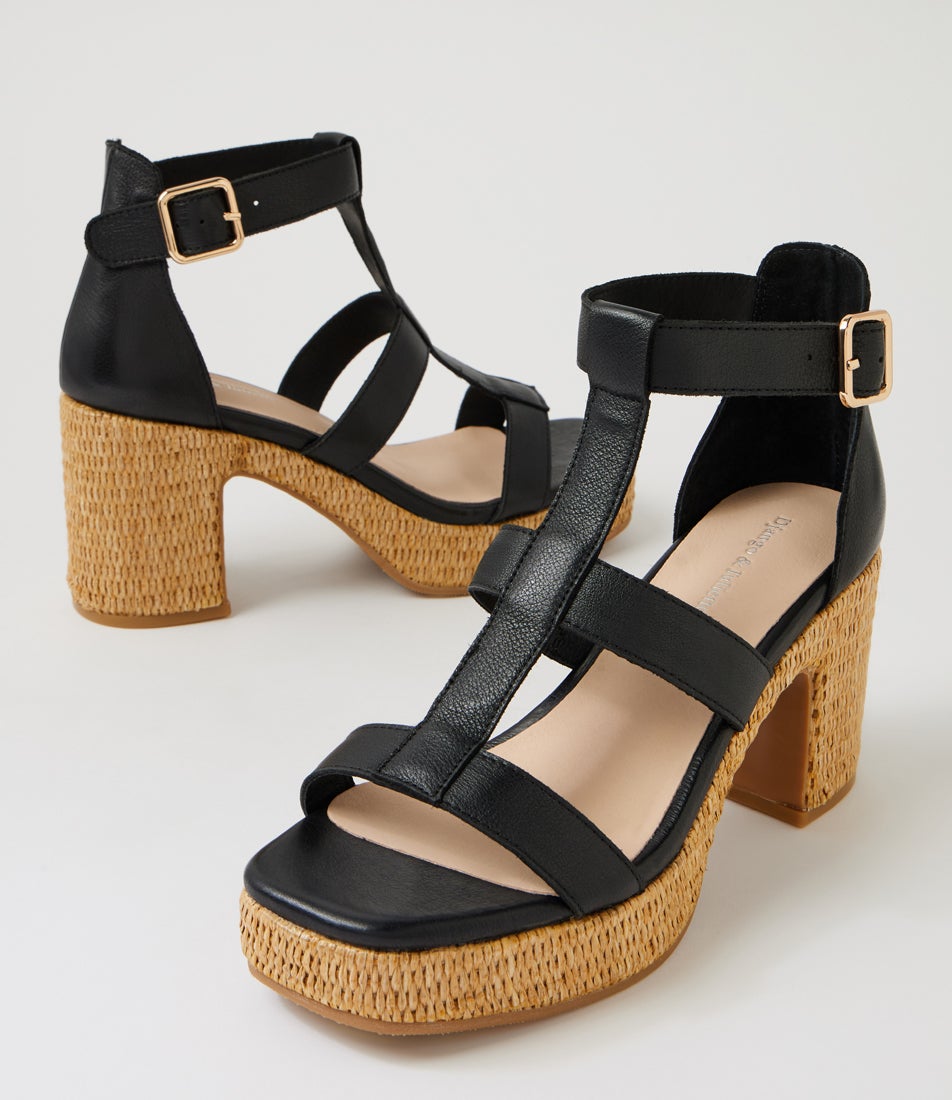 Konkey Black Natural Leather Sandals
