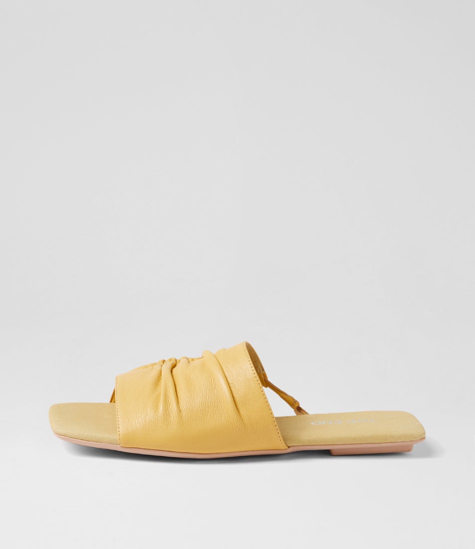 Ellesa Lemon Leather Slides