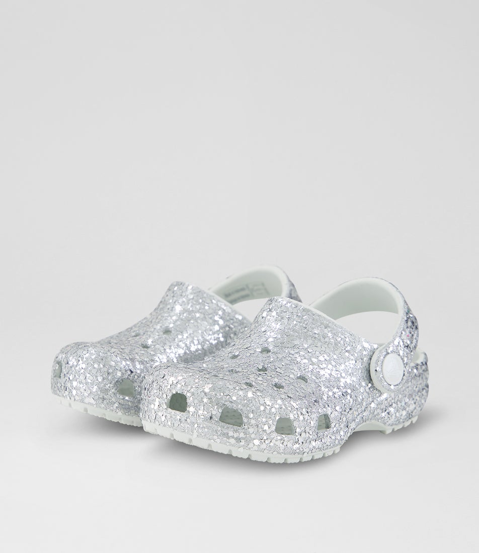 Dazzle Glitter Clog Toddler Silver Eva Sandals