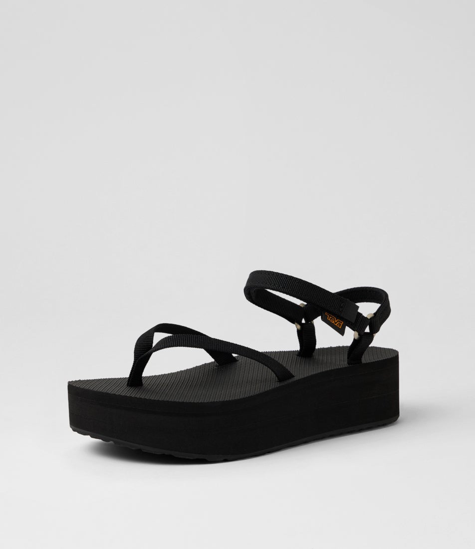 W Flatform Sandal Slim Black Fabric Platform Sandals