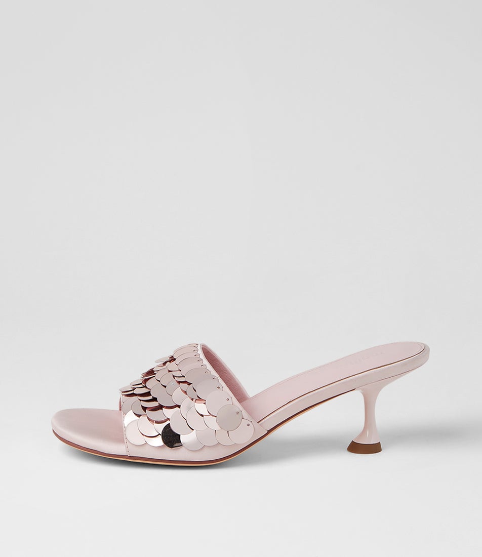 Ampale Pale Pink Sequin Sandals