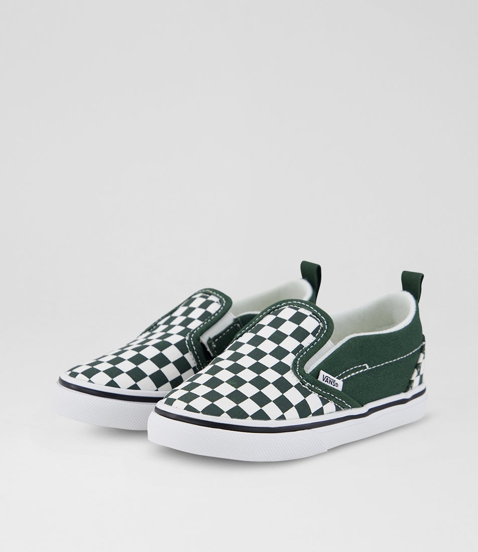 Slip On Checker Toddler Checkerboard Oil Green Canvas Sneakers