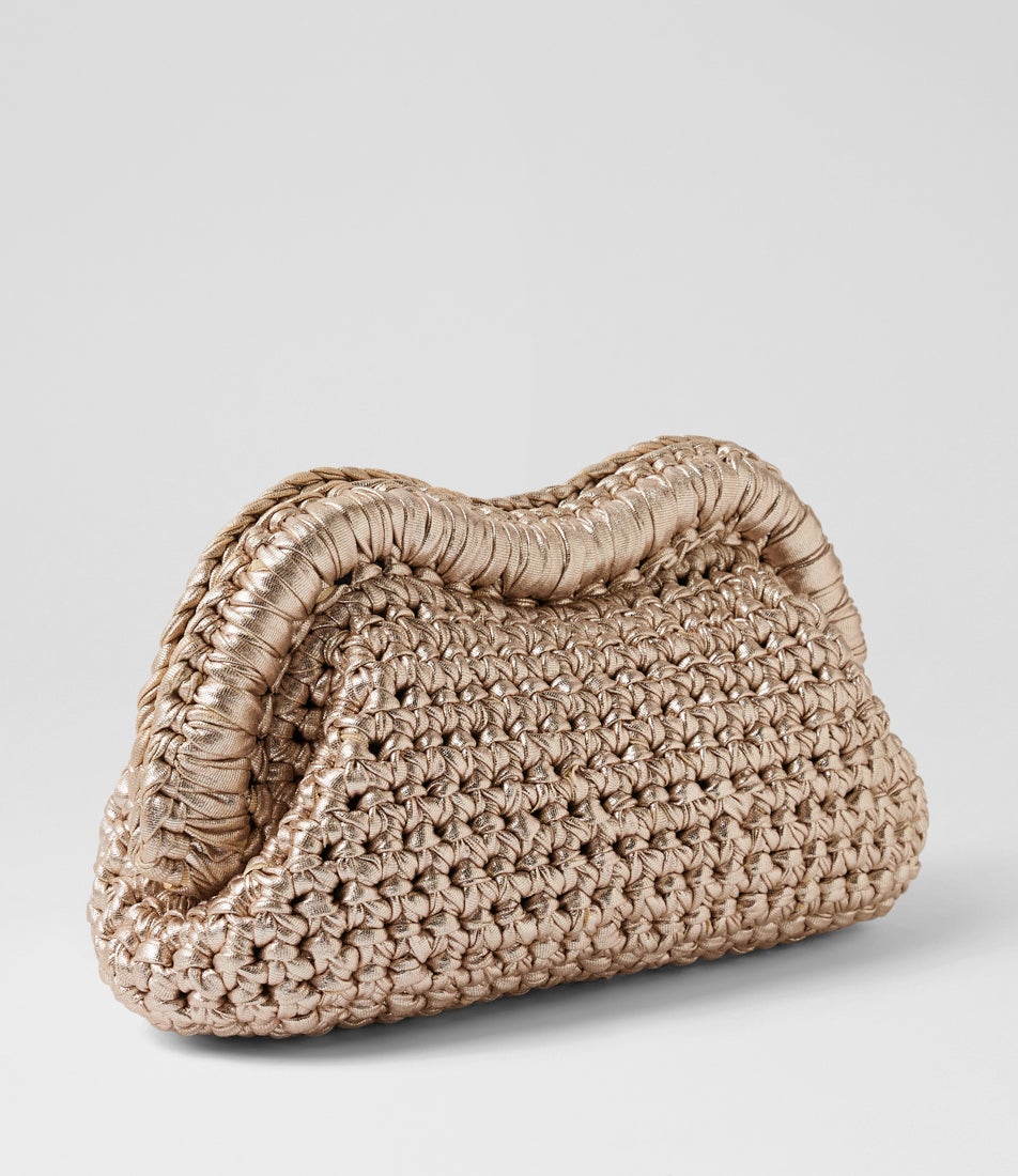 Taylor Crochet Gold Fabric Clutch