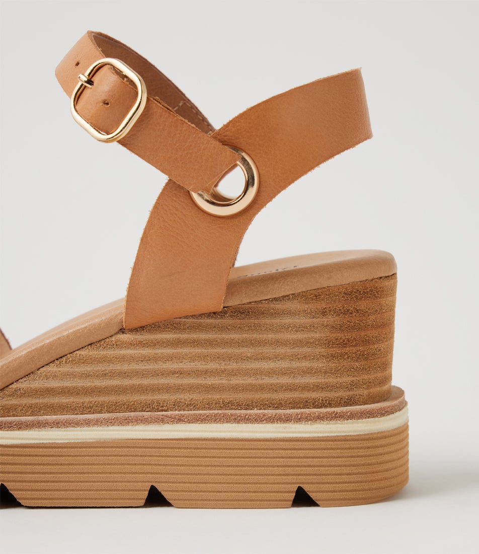 Sirrah Tan Natural Veneer Leather Sandals