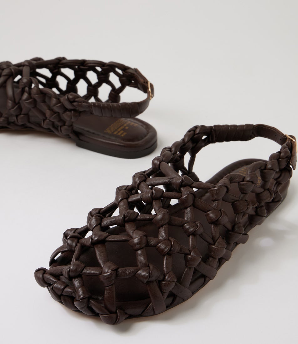 Ann Aya Coffee Bean Leather Slingbacks