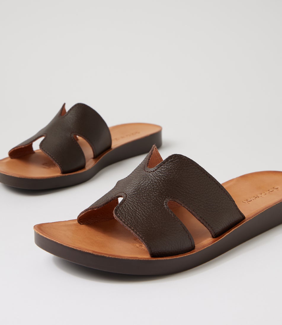 Nokker Mocca Leather Slides