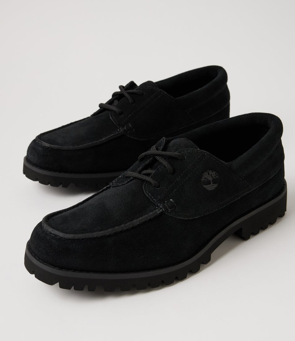Authentics Light Lace Up Black Suede Lace Up Flats