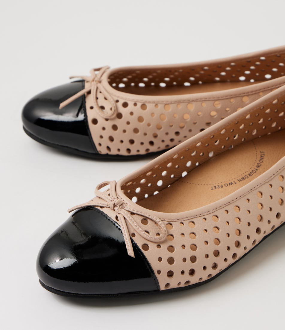 Coddla Xf Black Nude Patent Leather Ballet Flats