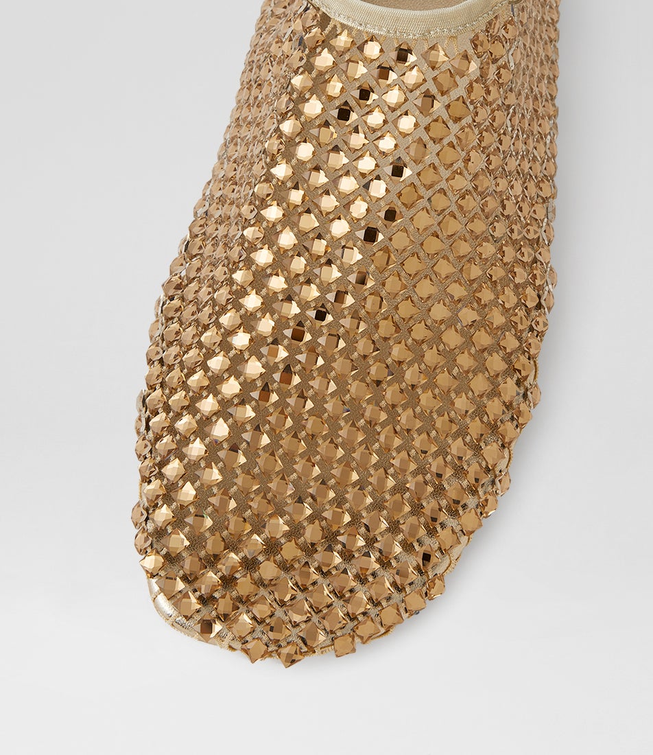 Reffie Gold Gem Mesh Slip Ons