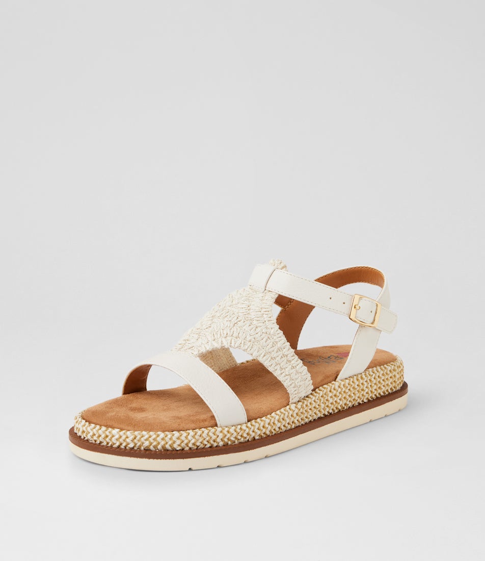 Daeman White Raffia Slides