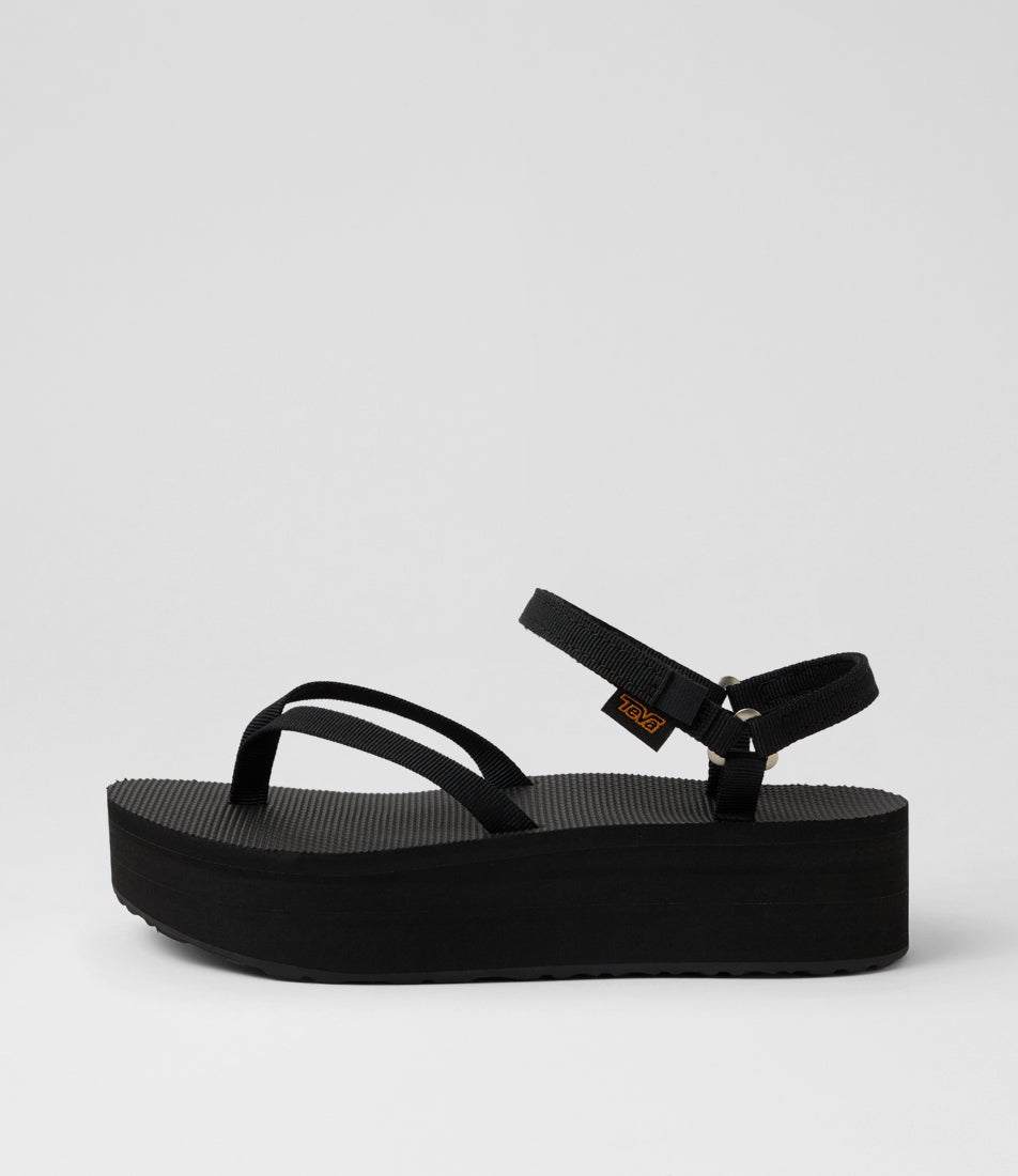 W Flatform Sandal Slim Black Fabric Platform Sandals