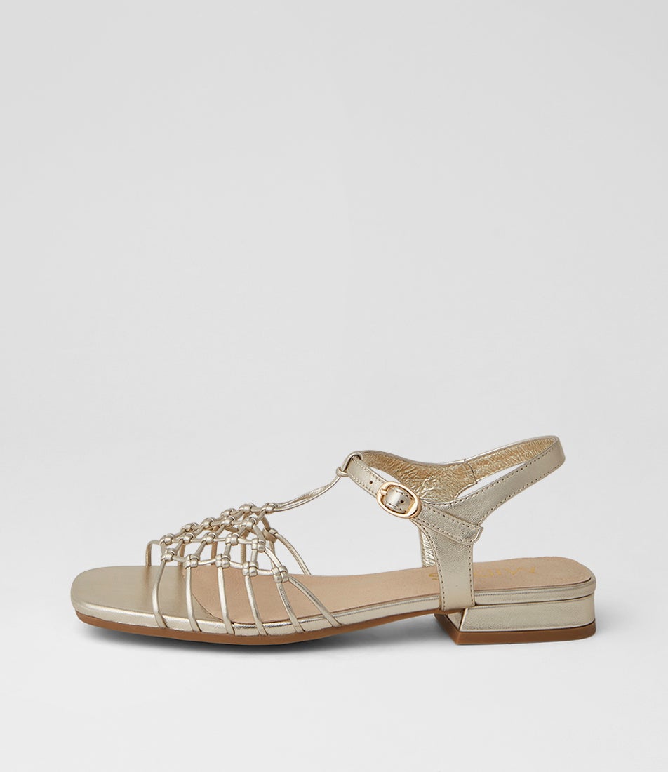 Niala Pale Gold Leather Sandals