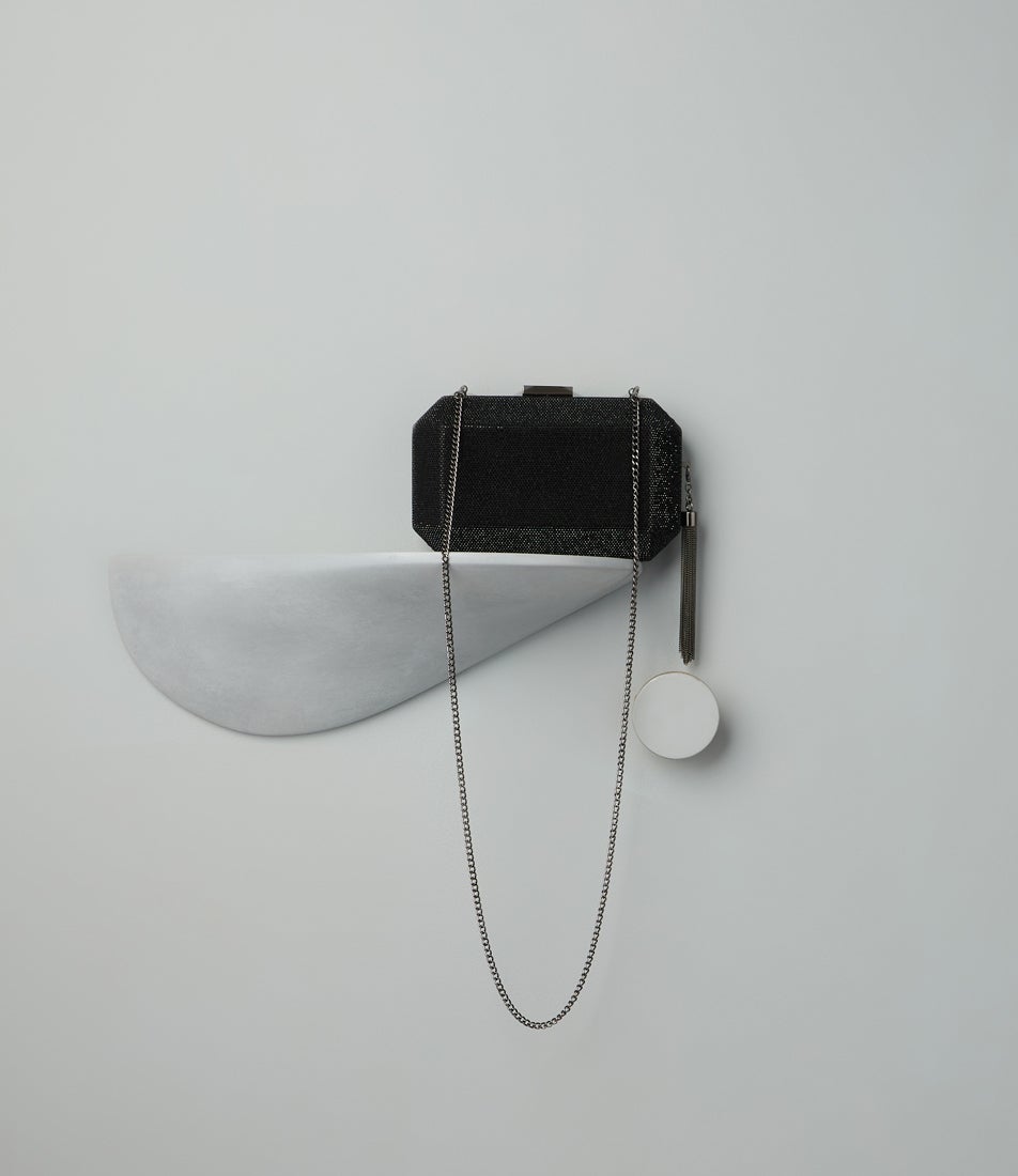 Gia Crystal Black Clutch