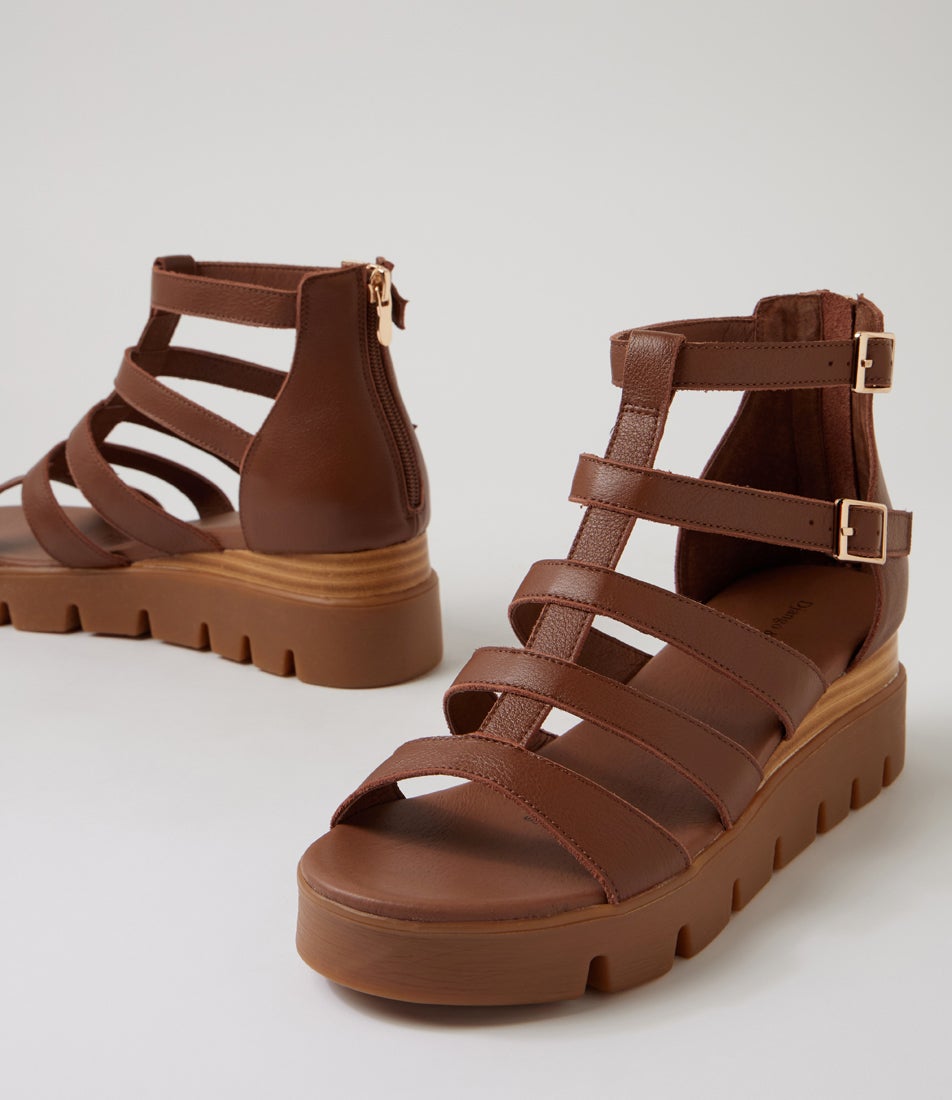 Rosio New Cognac Natural Leather Heeled Sandals