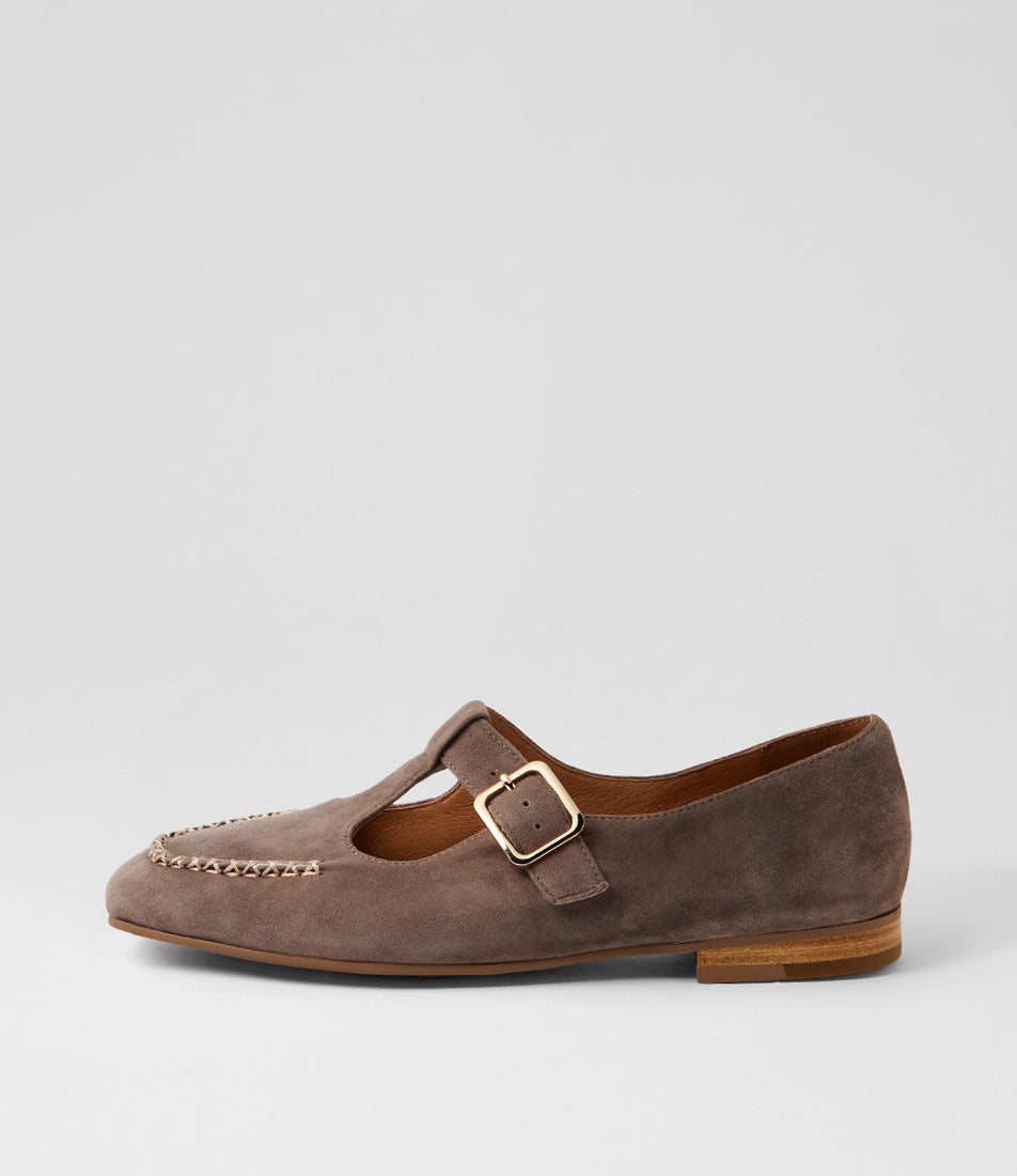 Pikkle Cocoa Natural Suede Flat Shoes