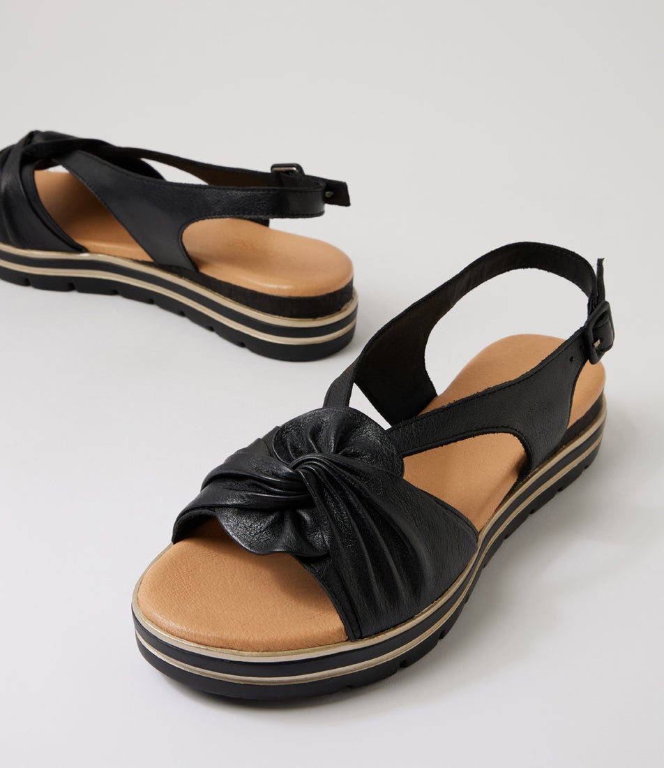 Alexin Black Gold Leather Sandals Alexin Black Gold Leather Sandals