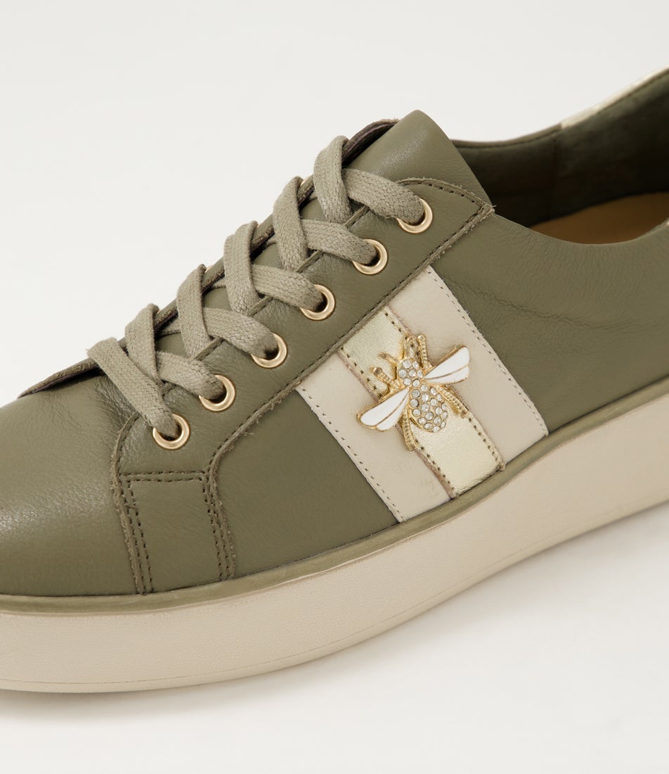 Zobuck W Khaki Milk Pale Gold Leather Sneakers Zobuck W Khaki Milk Pale Gold Leather Sneakers