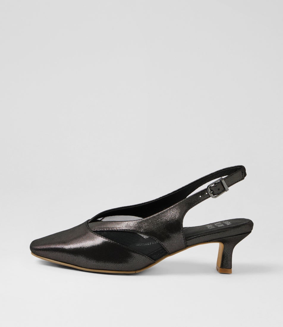 Osgood Xw Black Shimmer Leather Mesh Heels