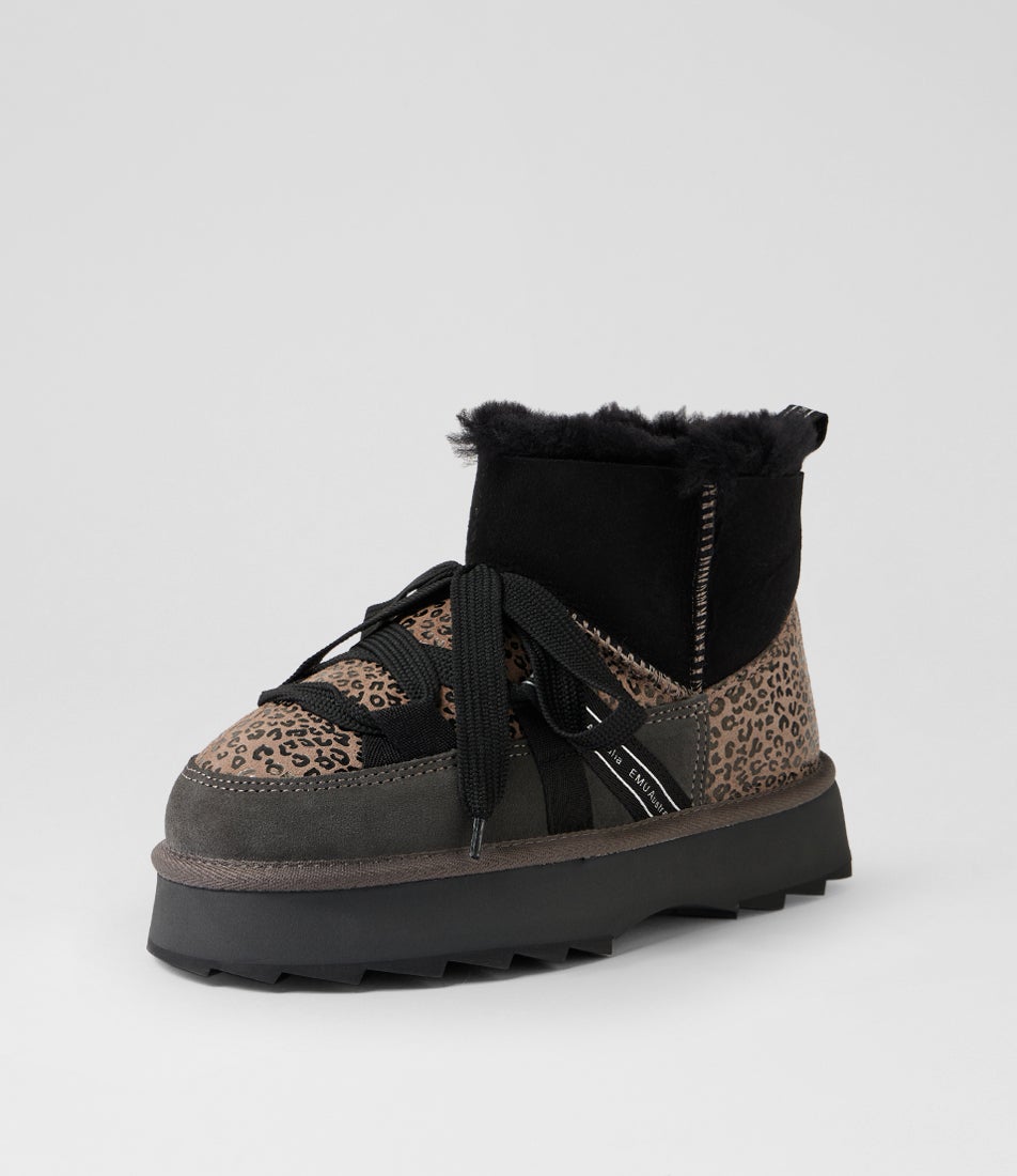 Blurred Micro Patchwork Leopard Suede Slippers