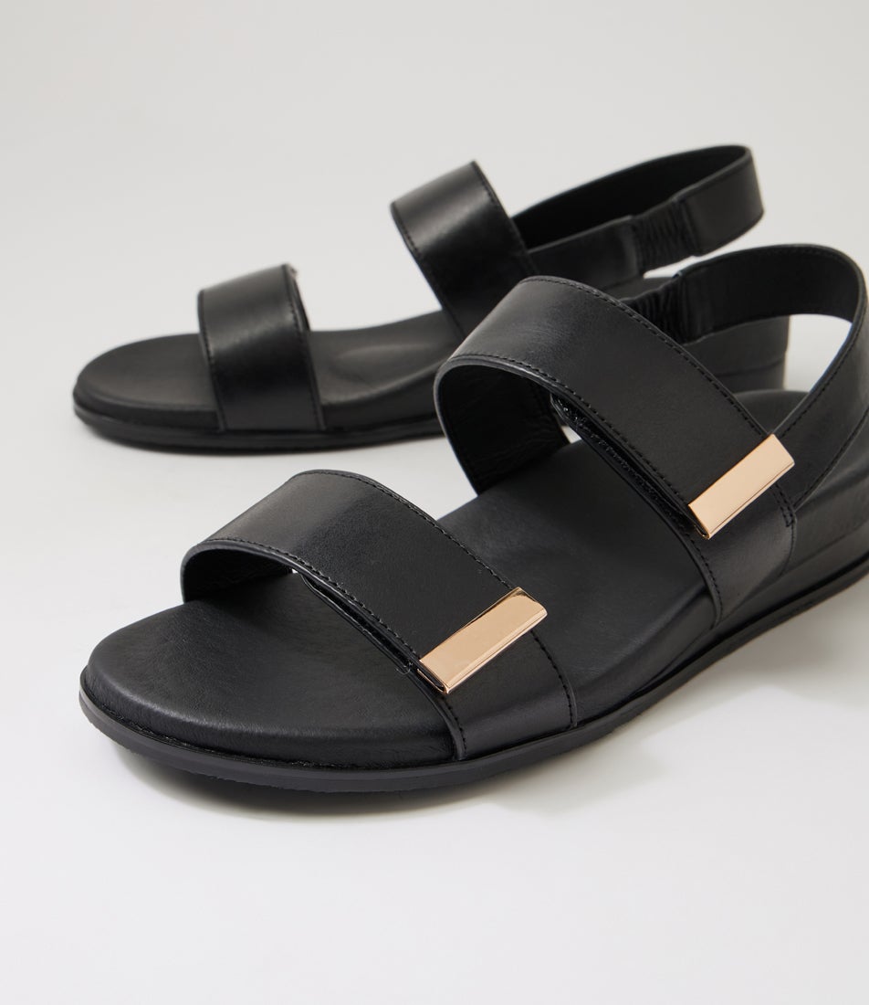 Funkie Black Leather Sandals