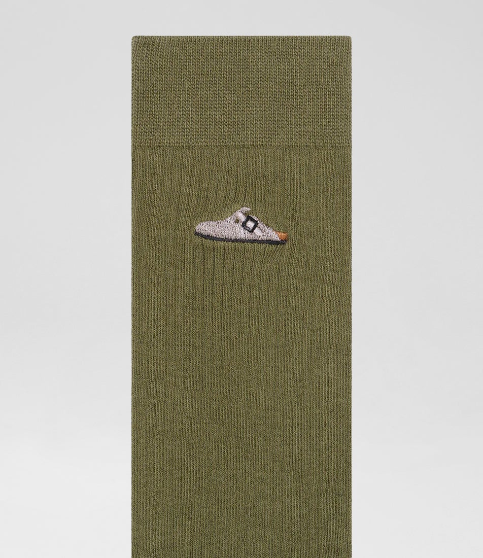 Cotton Ribbed Green Socks