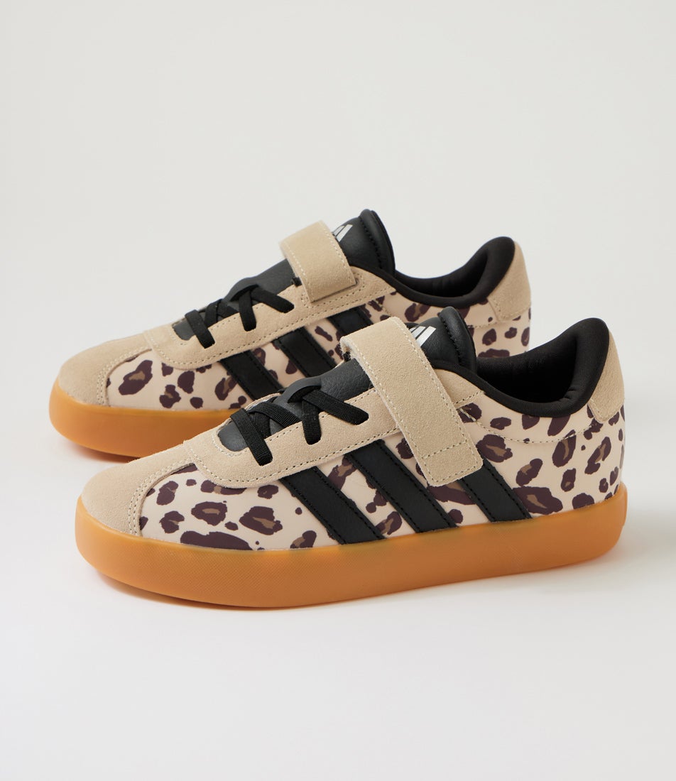 Vl Court 3 Junior Junior Crystal Linen Black Khaki Sneakers