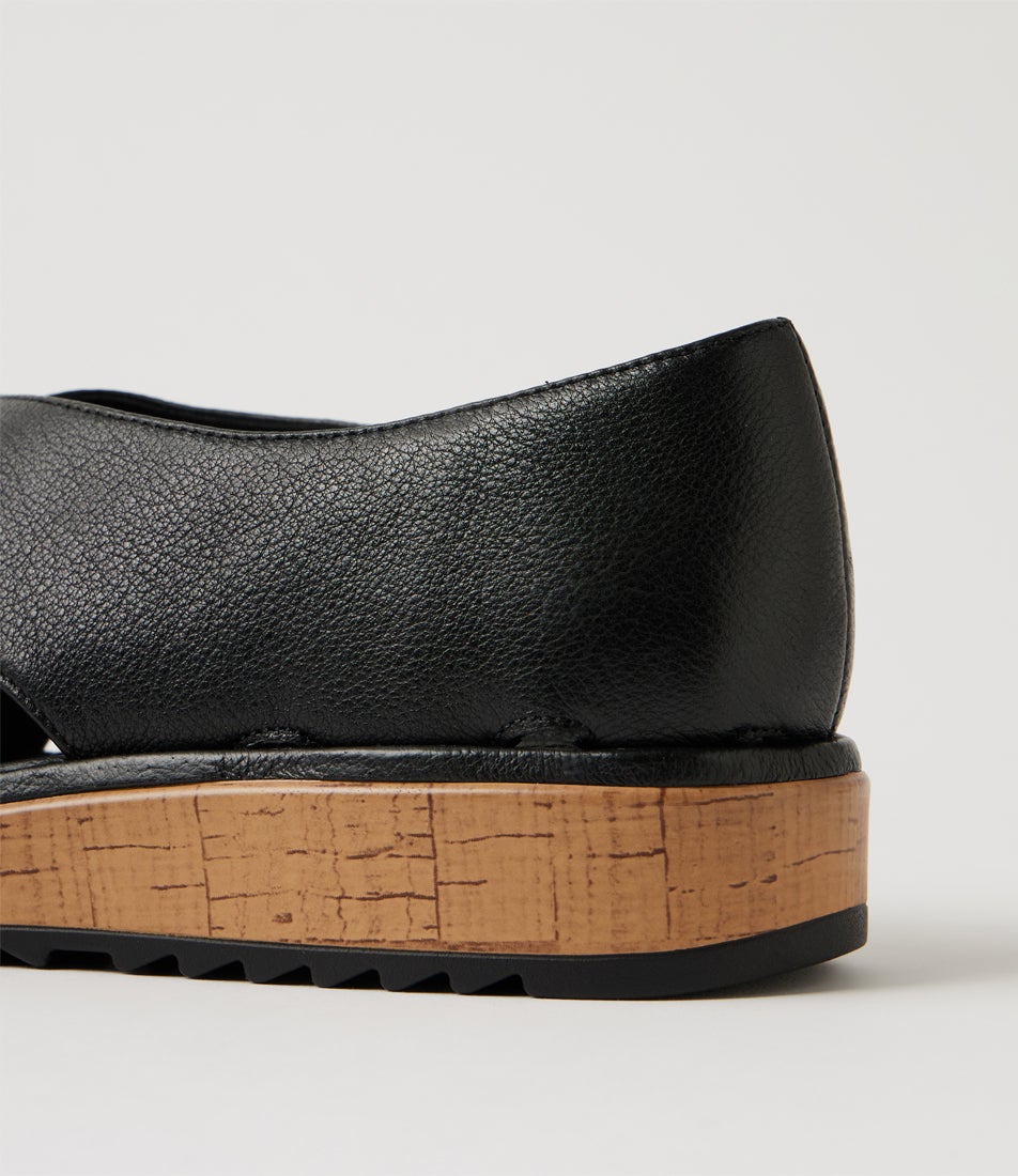 Oula Black Leather Sandals