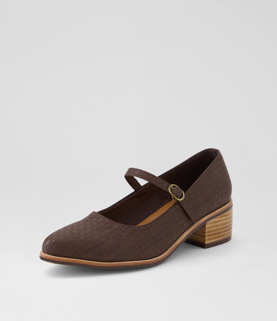 Oseya Wide Choc Weave Mary Jane Heels Oseya Wide Choc Weave Mary Jane Heels