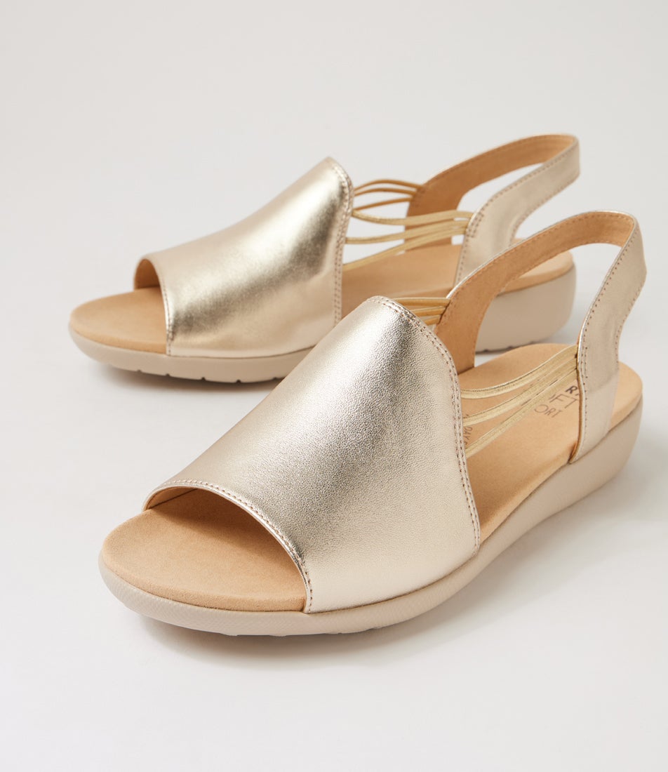 Udhays W Pale Gold Leather Elastic Sandals
