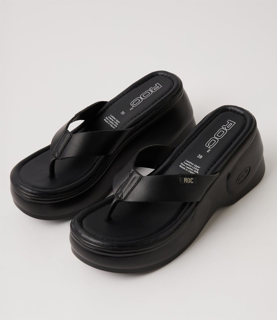 Kimchi Black Leather Sandals