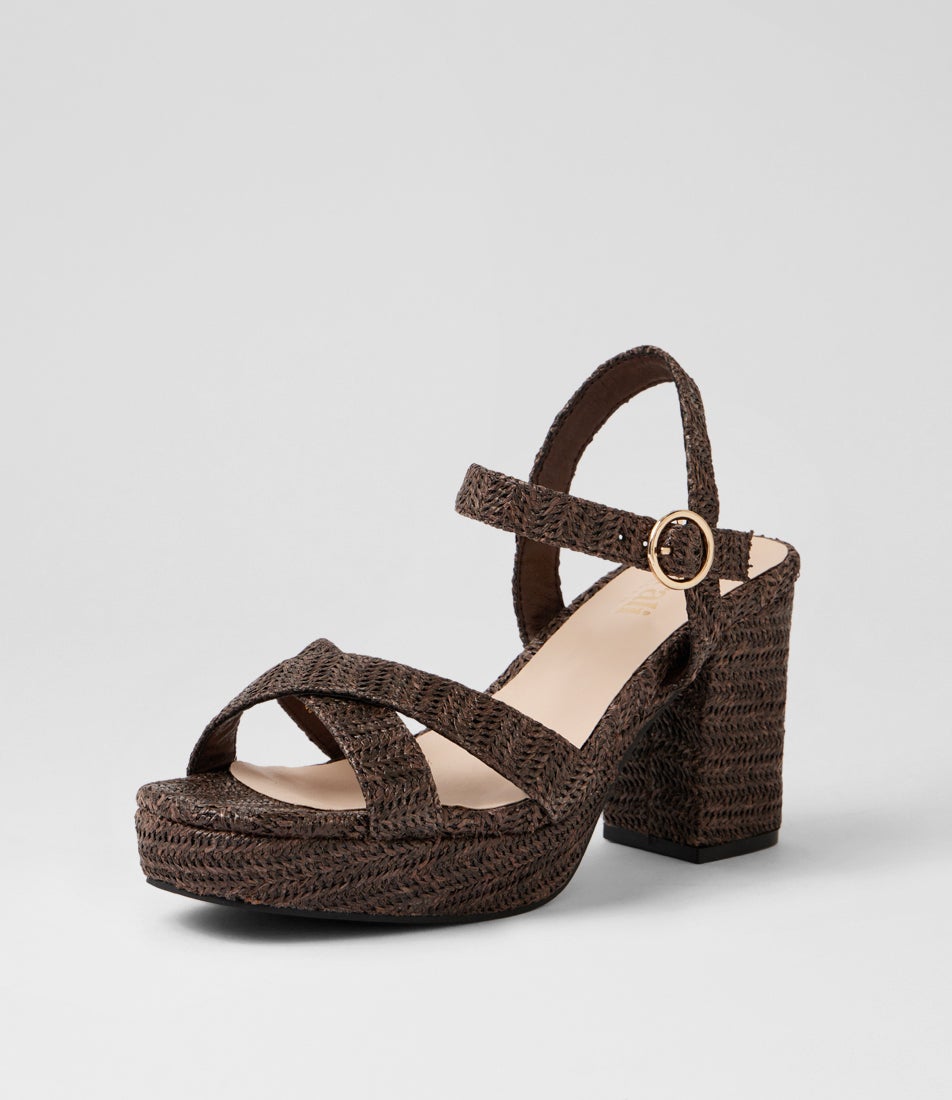Heppell Chocolate Brown Raffia Platform Sandals Heppell Chocolate Brown Raffia Platform Sandals
