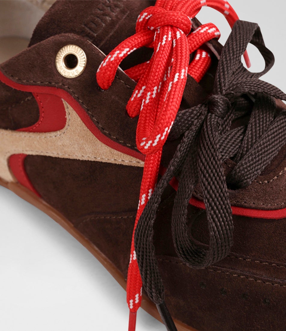 Myr Aa Coffee Bean Oatmilk Leather Lace Up Sneakers