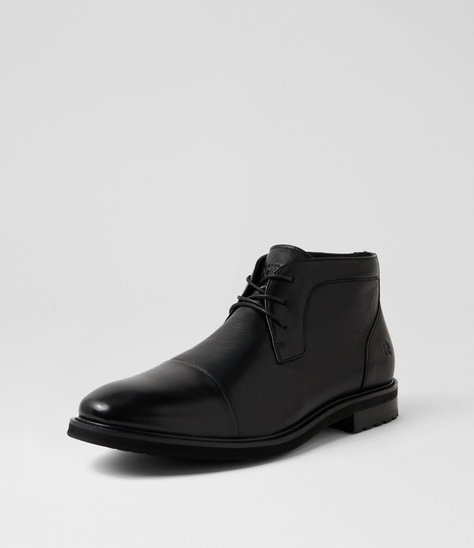 Bartime Black Leather Ankle Boots