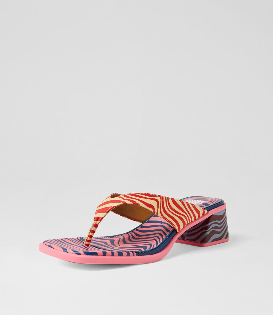 Kora Sandal Pink Blue Multi Stripes Leather Sandals