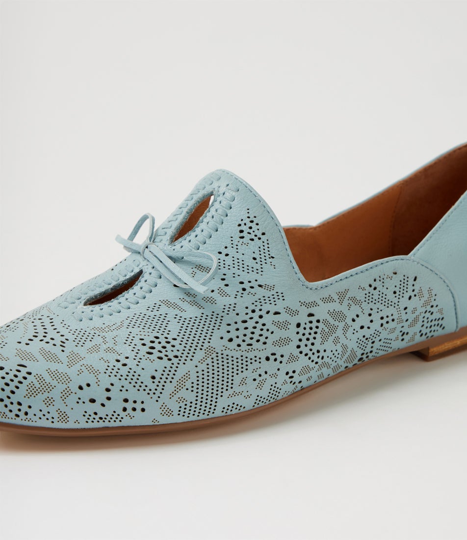 Simmona Denim Leather Flat Shoes