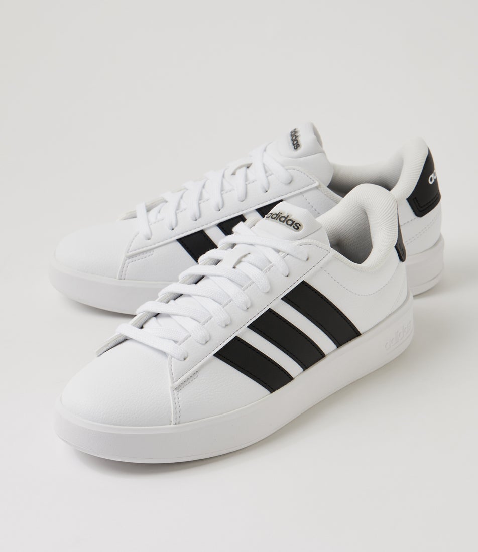 Grand Court 3 White Black Lace Up Sneakers