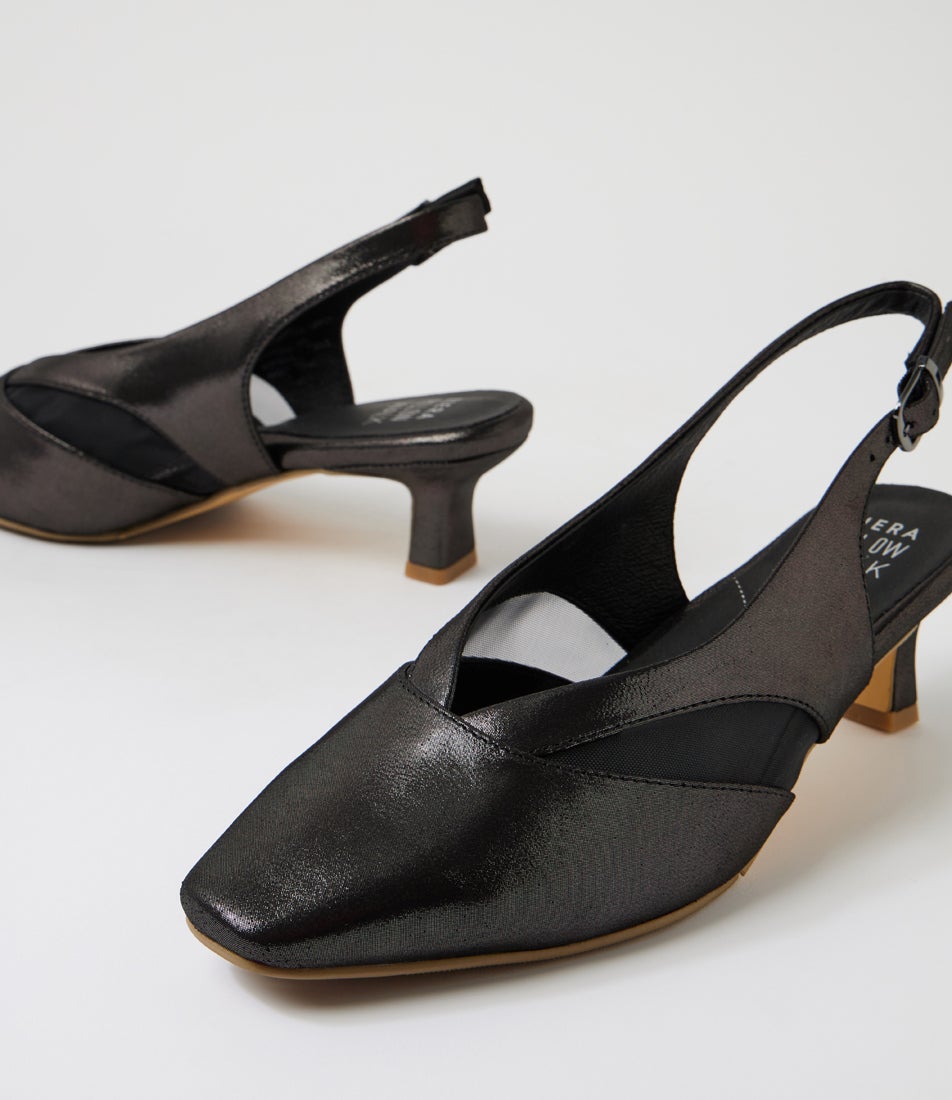 Osgood Xw Black Shimmer Leather Mesh Heels
