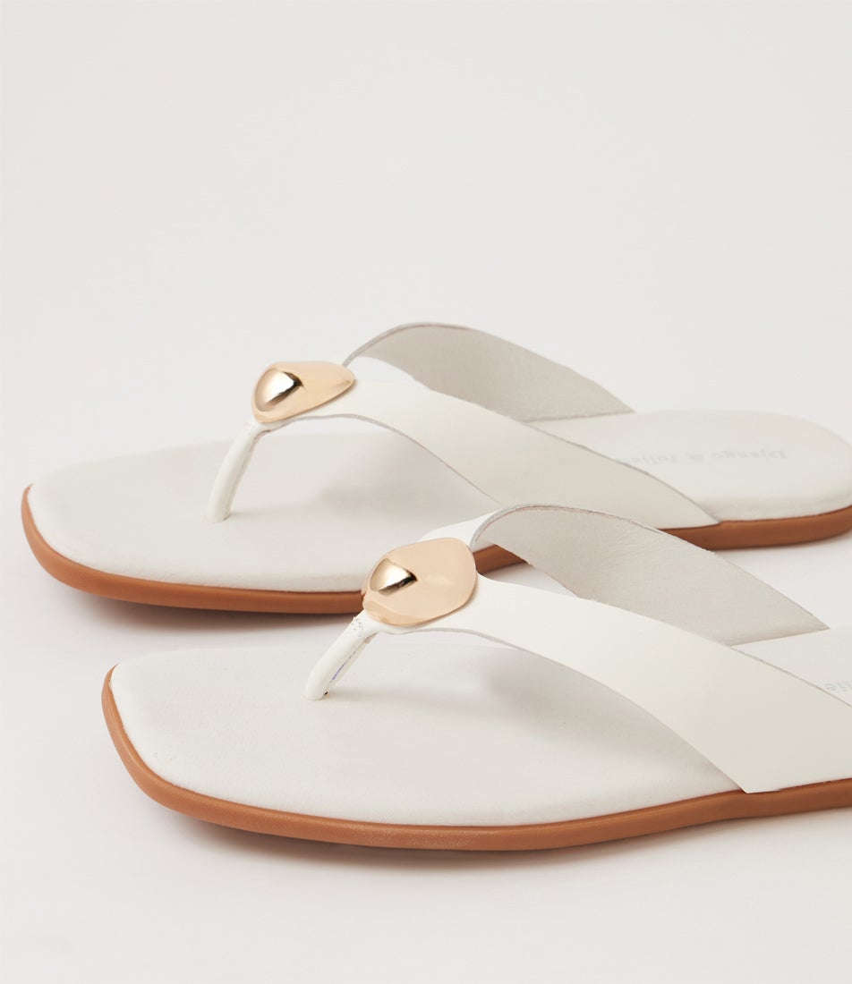 Nixie White Gold Leather Thongs